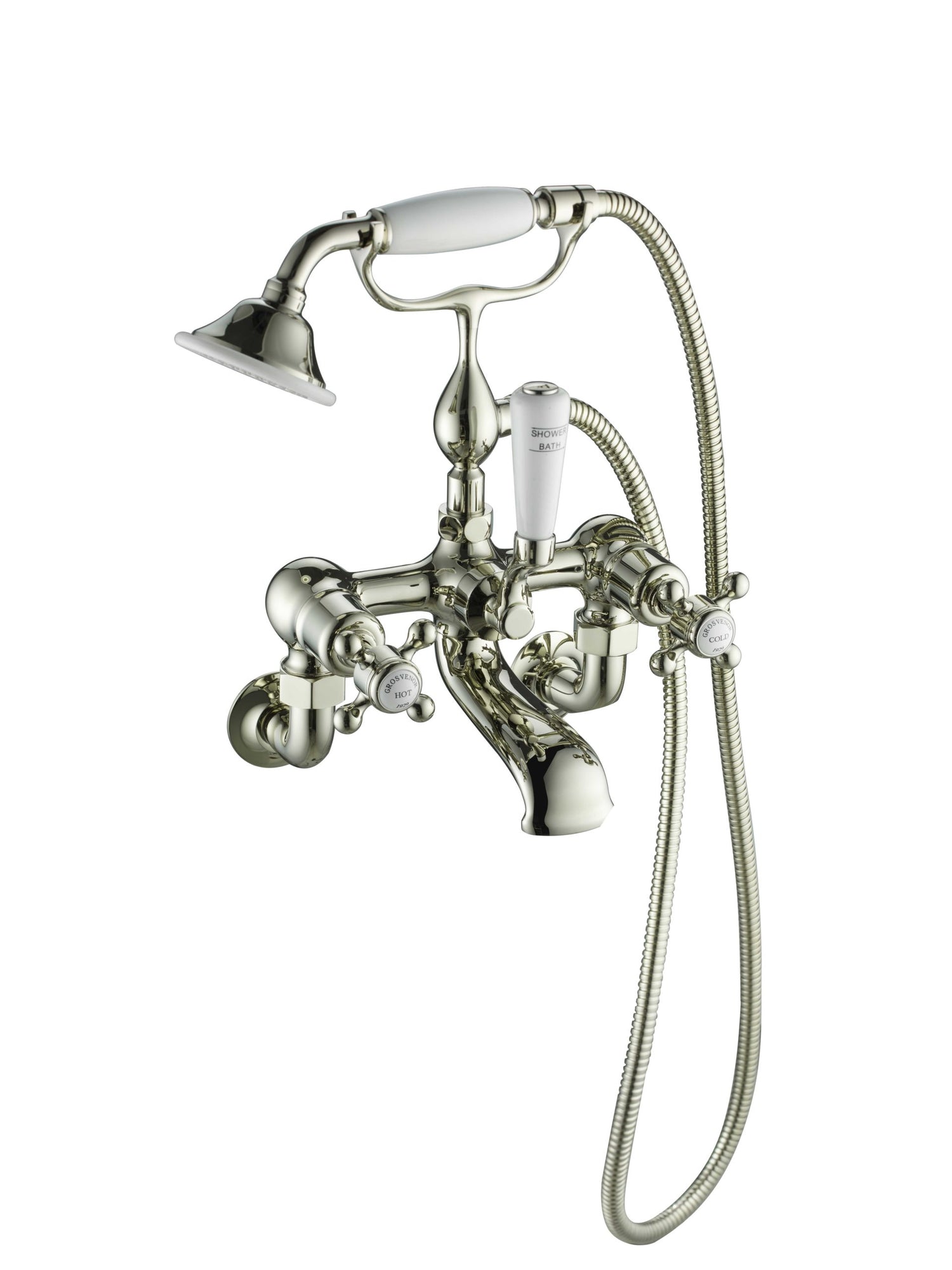 Grosvenor Cross Wall Mounted Bath Shower Mixer with Kit