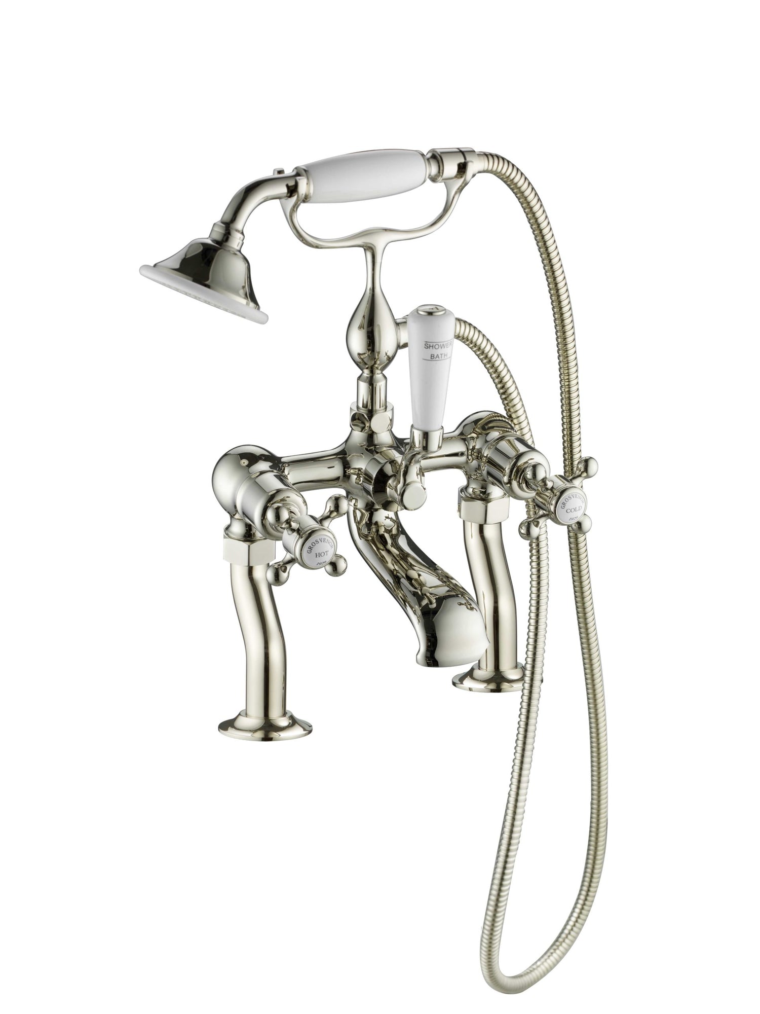 Grosvenor Cross Deck Mounted Bath Shower Mixer with Kit