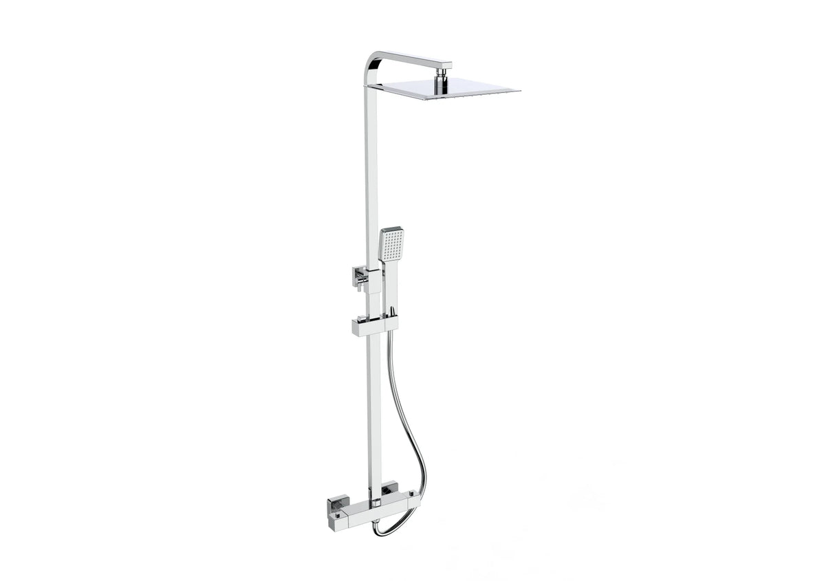 Pure Thermostatic Bar Shower with Ultra Slim Stainless Shower Drencher and Sliding Handset