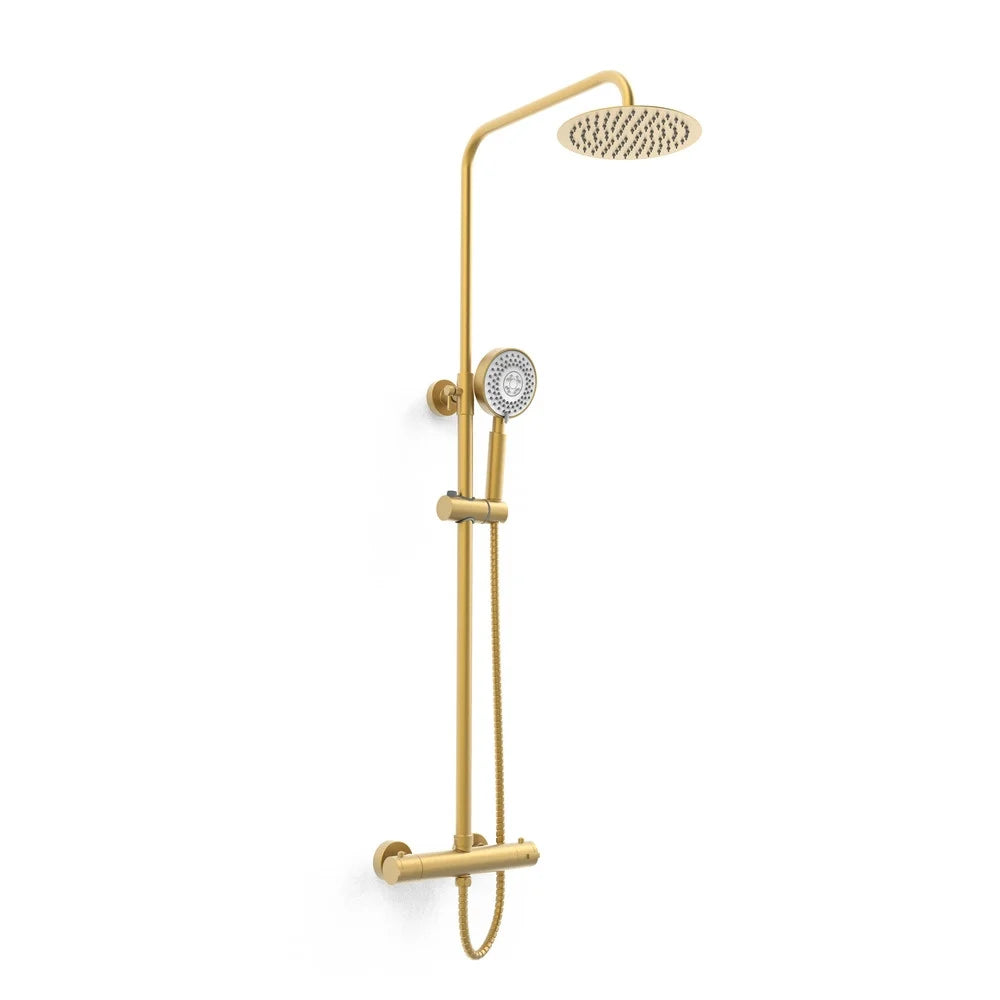 Ottone Thermostatic Exposed Bar Shower with overhead drencher and sliding handset