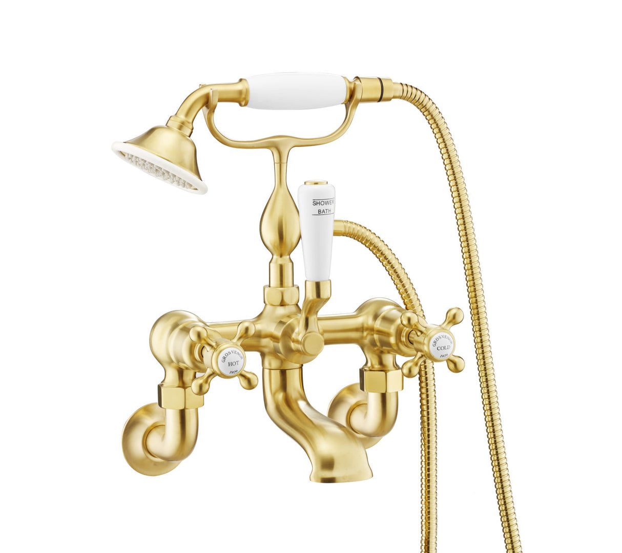 Grosvenor Cross Wall Mounted Bath Shower Mixer with Kit
