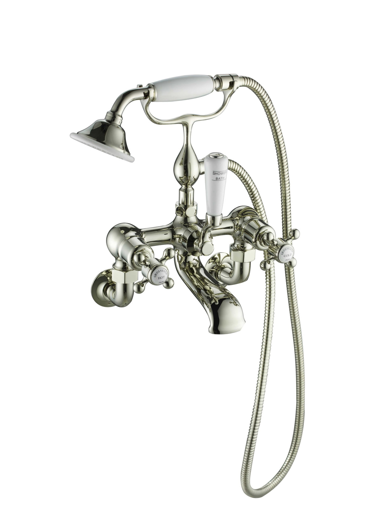 Grosvenor Cross Wall Mounted Bath Shower Mixer with Kit