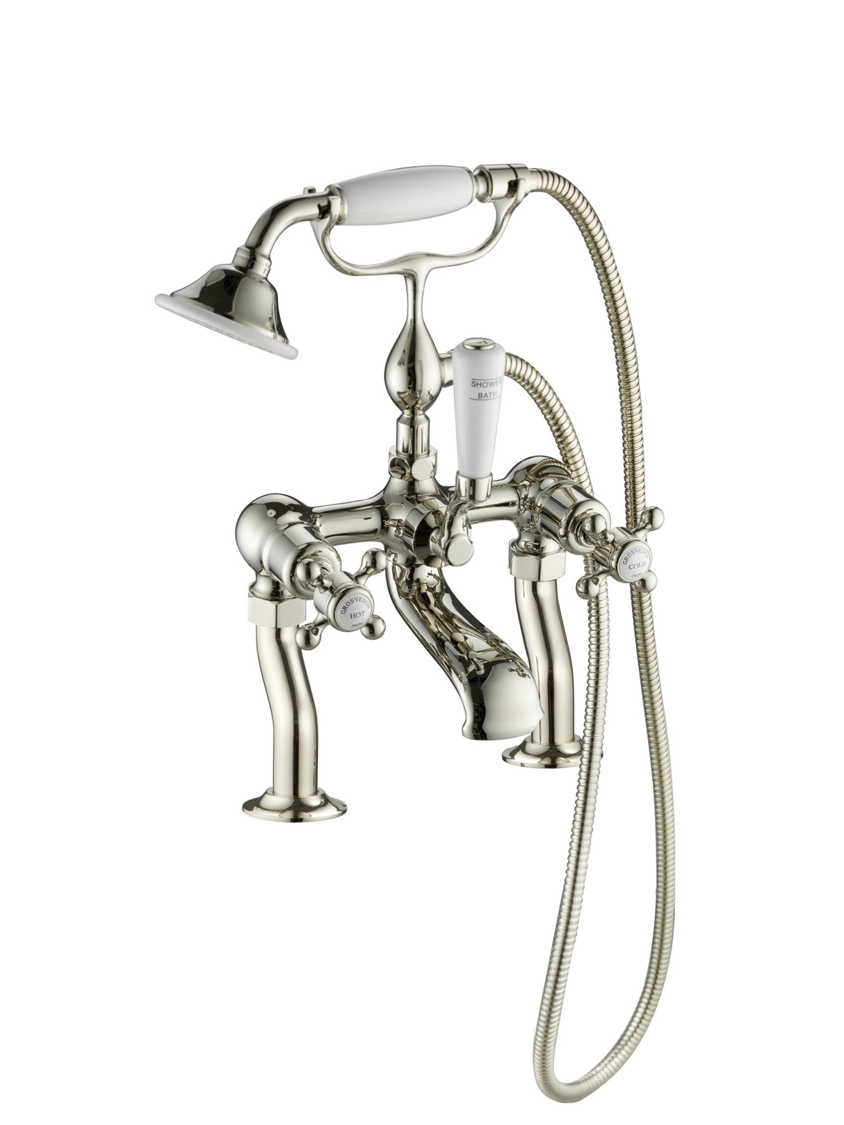 Grosvenor Cross Deck Mounted Bath Shower Mixer with Kit
