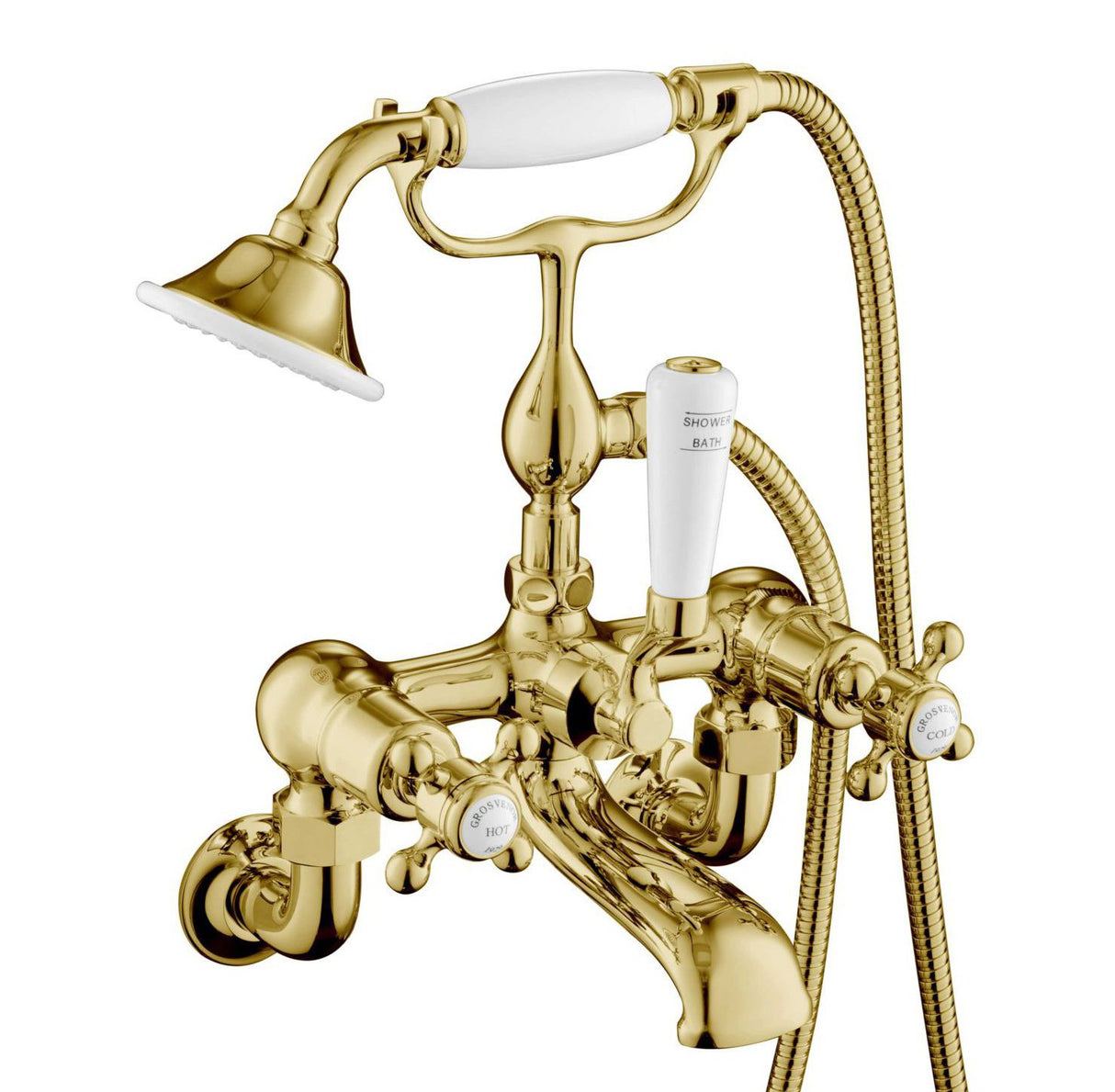 Grosvenor Cross Wall Mounted Bath Shower Mixer with Kit