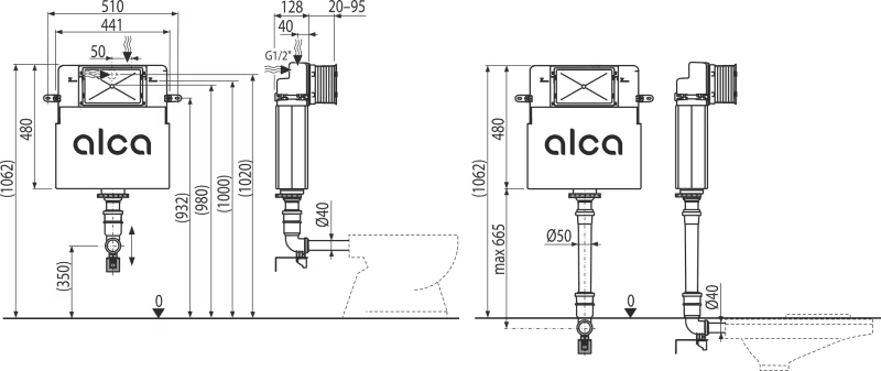Alca Concealed Cistern 12cm WRAS Air Gap