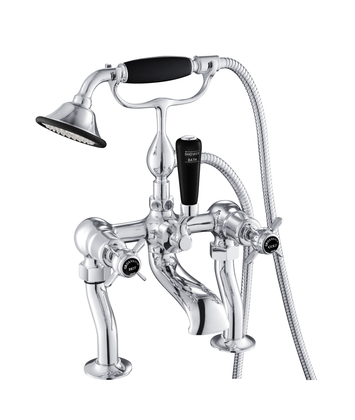 Grosvenor Cross Deck Mounted Bath Shower Mixer with Kit
